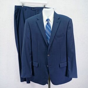 Pronto Uomo Platinum Wool Blue Sharkskin 2 Piece Suit -42L / Slim 44L 40 / 31.5